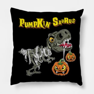 Pumpkin Saurus Funny Halloween Dinosaur Skeleton Pillow