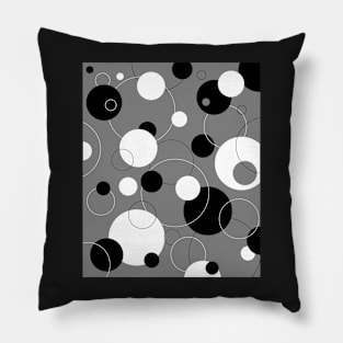 Bubbles - Circles 2 in Black White and Grey Pillow