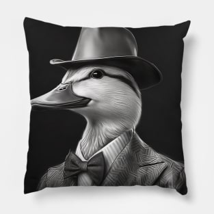 Duck in Suit and Hat Pillow