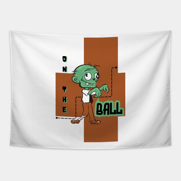 On The Ball Zombie Office Man Halloween Theme Tapestry by 3dozecreations