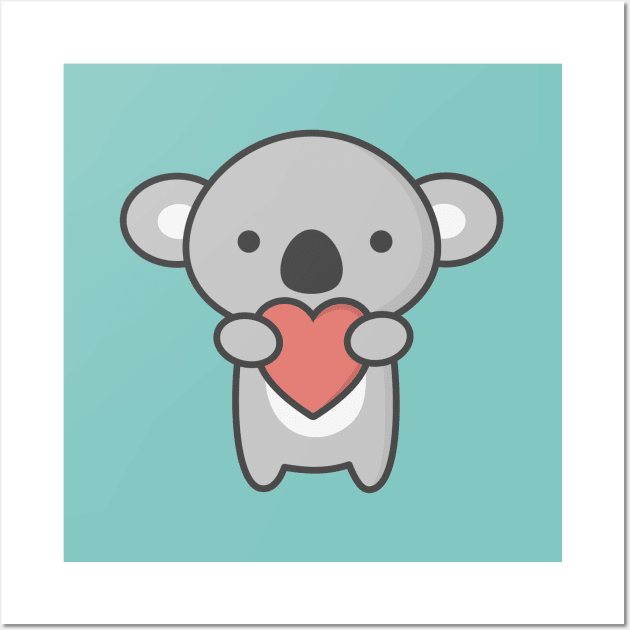 Wall Art Print, Koala with heart, love