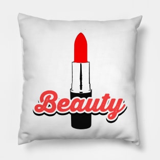 Beauty Red Lipstick Illustration Vector Design Pillow