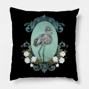 Wonderful elegant flamingo with flowers Pillow