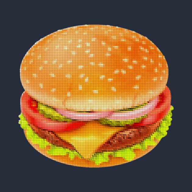 Hamburger Cheeseburger Pixel Art Cartoon by oggi0