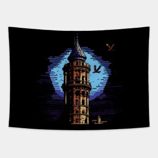 Galata Tower Pixel Art Tapestry