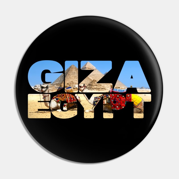 GIZA EGYPT Ancient Pyramids with Camels Pin by TouristMerch