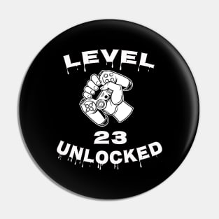 Level 23 Unlocked - Funny Mens 23rd Birthday Gamer Pin
