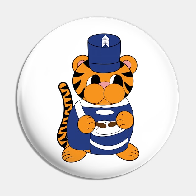 Marching Band Tiger Drum Blue and White Pin by Beautiful Cuteness