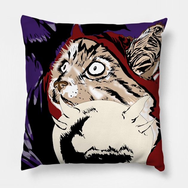 Cat and evil Pillow by Kecer