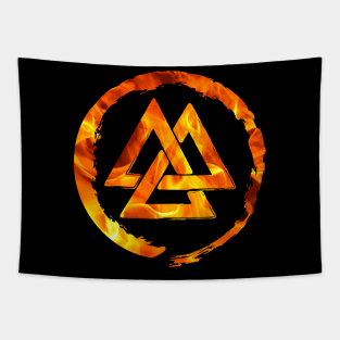 Viking Valknut Symbol Fire Tapestry