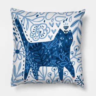 Blue floral cat Pillow