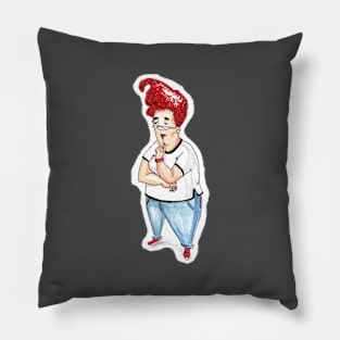 funny pensive middle aged woman in glasses Pillow