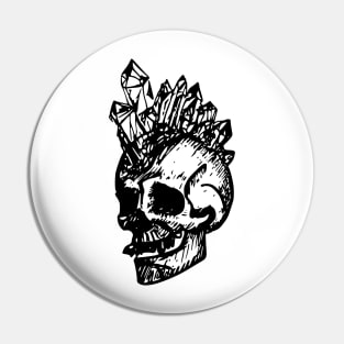 skull with crystal mohawk Pin