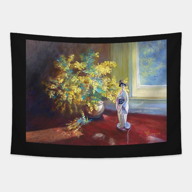 'Still LIfe with Wattle' Tapestry by Lyndarob