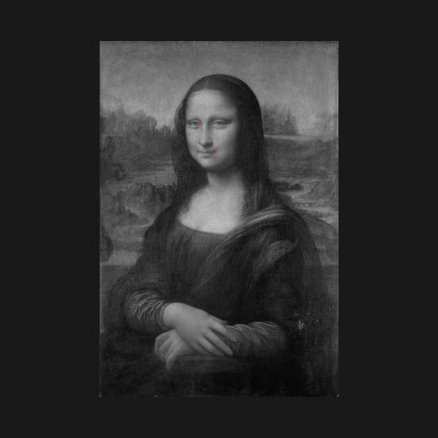 Monna Lisa Changes Expression Interactive Red&Blue Filter T-Shirt by RedAndBlue