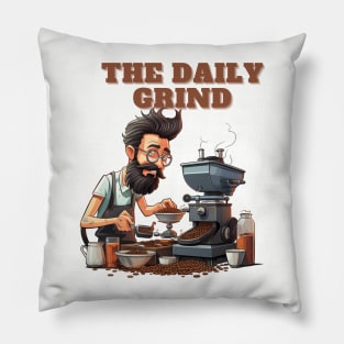 Coffee based design with a grinding reference to hard work Pillow