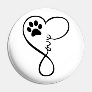 Dog Heart Love Paws Cute Cats Animals Symbol Protect Vegan Pin