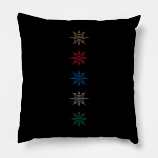 Five Color Pixel Snowflake Stack Gold Red Blue Silver Green Pillow