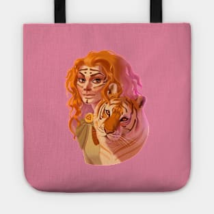 Celtic woman with tiger Tote