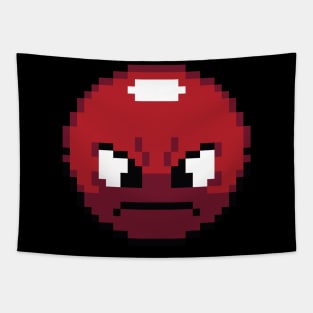 Angry Pixel Emoji Face Tapestry