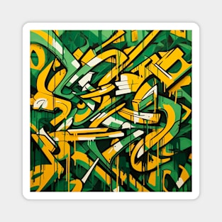 Urban Bloom: The Yellow and Green Graffiti Nexus Magnet