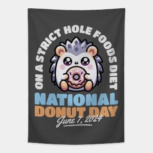 National Donut Day Pun Cute Kawaii Hedgehog Tapestry