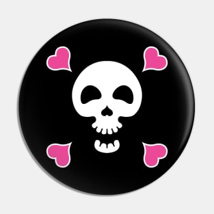 Skull with hearts Pin