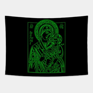 Icon of Virgin Mary and Jesus (green) Tapestry