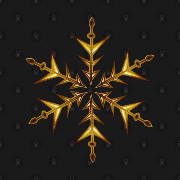 Minimalistic Yellow Snowflake Hand Drawn Art by taiche