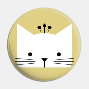 Peek-a-Boo Cat with Stars on Gold Pin