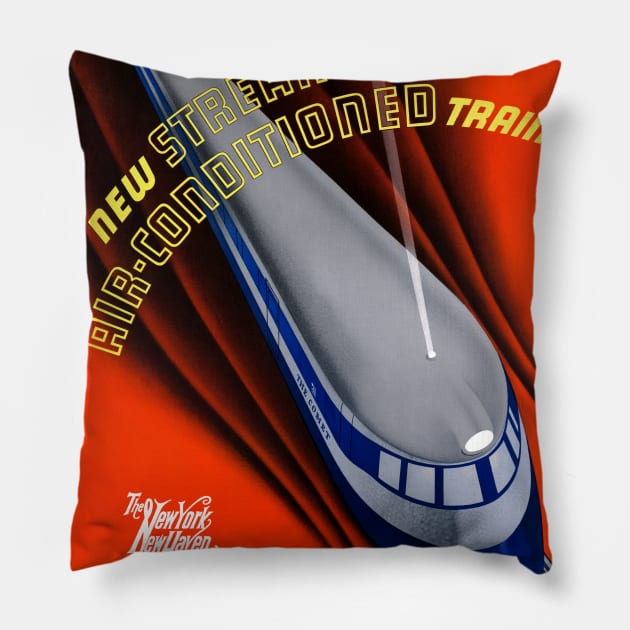 Vintage Travel Poster USA Presenting The Comet Pillow by vintagetreasure