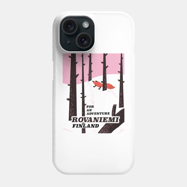 Rovaniemi Finland vintage travel poster Phone Case by nickemporium1