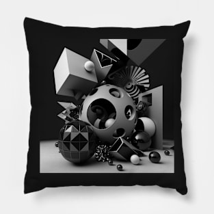 Living Life in Black and White Abstract Art Pillow