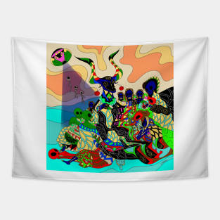 business with witches and aliens ecopop classic remix art Tapestry