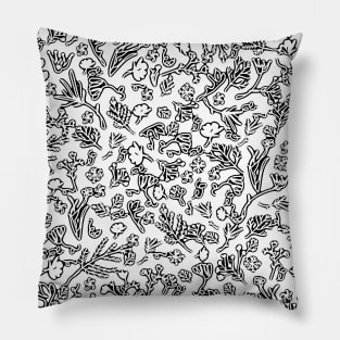 Botanical-Pattern, set, black,2, botanic, nature, botanical, floral, flowers, floral-pattern, leaves, plants, minimalist, garden, jungle, leaf, exotic, tropical, flower, boho, cacti, succulent, digital, graphic-design, pattern, Pillow