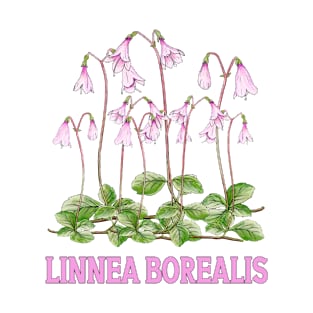 Nordic Wildflower Linnea  Borealis Twinflower Pretty Pink Flowers floral T-Shirt