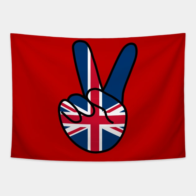 UK Flag V Sign Tapestry by DiegoCarvalho