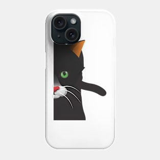 Black Cat Peeking / Black Animal / Black Cat / Black and white design Phone Case