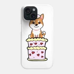 Orange dog Jumping out of a cake Phone Case