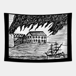 The Burning of Fort Johnston - Back Print Tapestry