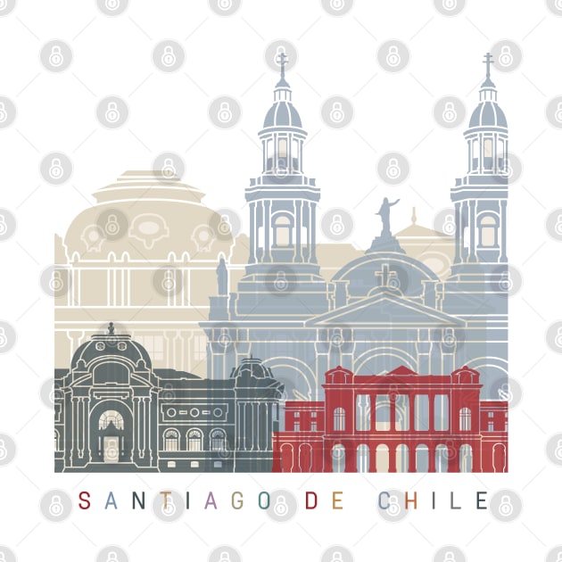 Santiago de Chile V2 skyline poster by PaulrommerArt