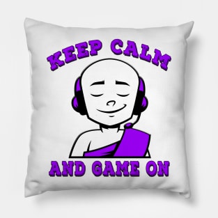 Keep Calm And Game On Purple Pillow