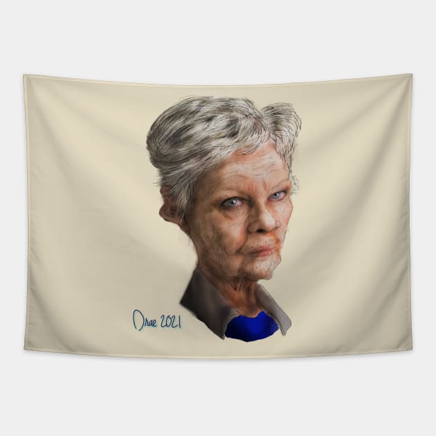 Judi Dench - Caricature Tapestry by Henry Drae