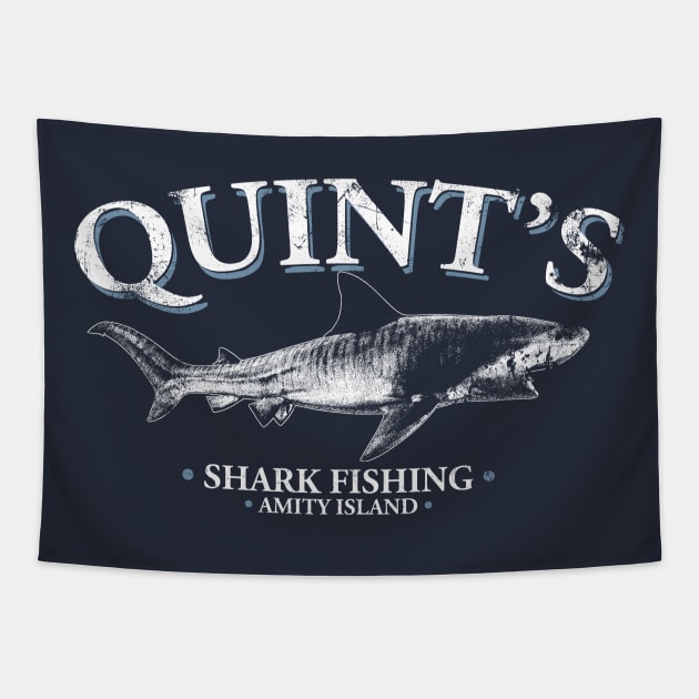 Quint's Shark Fishing - White Tapestry by spicytees