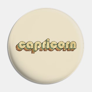 Capricorn // Vintage Rainbow Typography Style // 70s Pin