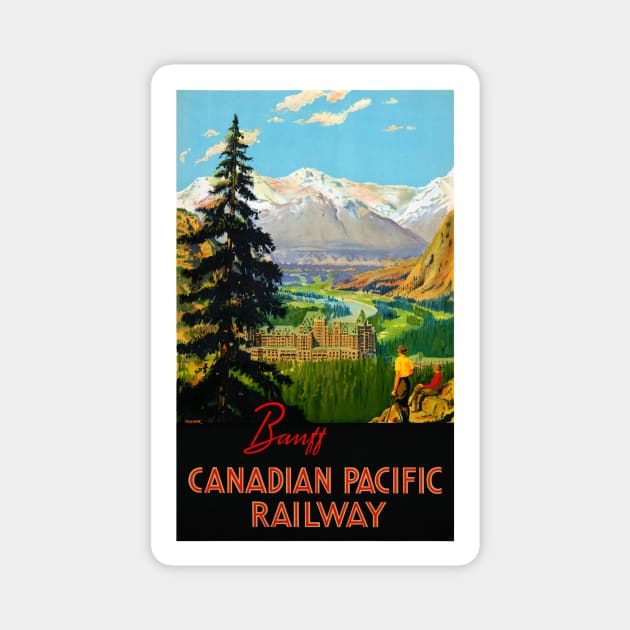 Vintage Travel Poster Banff Canadian Pacific Railway Magnet by vintagetreasure