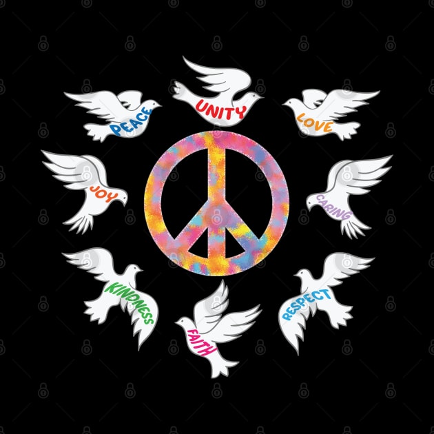 Unity Day Anti Bullying Doves Peace Sign by Rosemarie Guieb Designs