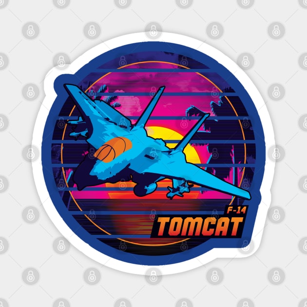 Neon Retro F-14 Tomcat Magnet by patrickkingart