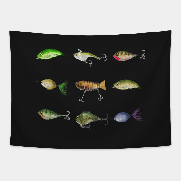 Fishing Lures Tapestry by PeggyNovak