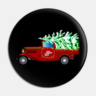 Merry Christmas Santa Is Coming In Red Truck Pin